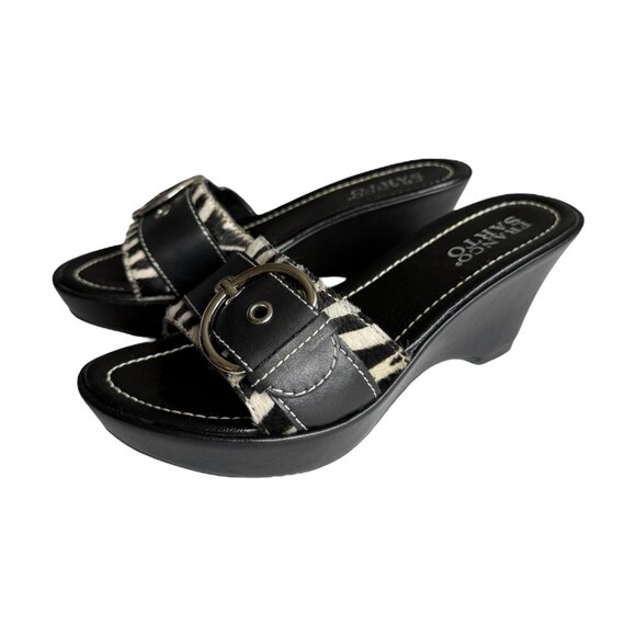 Franco Sarto Leather Wedge Sandals | 6M | Black - Picture 7 of 12